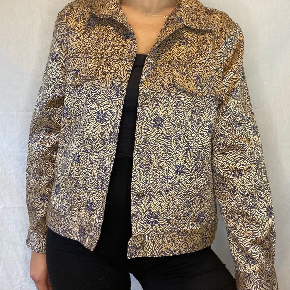Vintage Tantrums Gold & Blue Floral Jacket